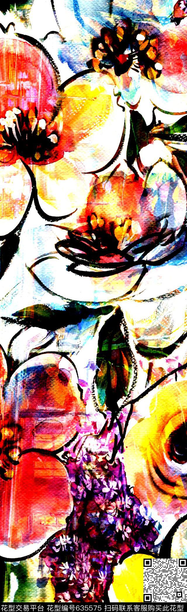 抽象彩图抽象长巾花纹抽象格形数码印花华亿平台下载（图片编号: 635575） - 瓦栏（Walan）