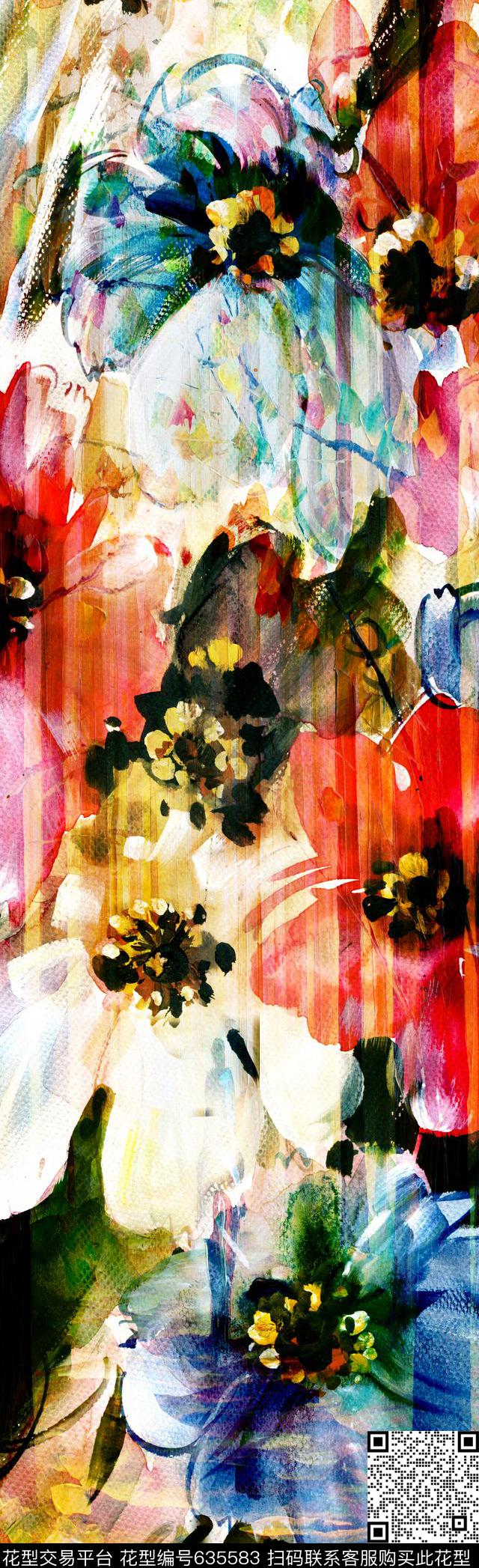 抽象彩图抽象长巾花纹抽象格形数码印花华亿平台下载（图片编号: 635583） - 瓦栏（Walan）
