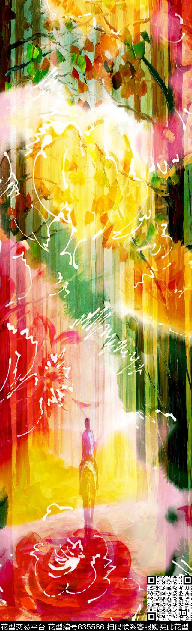 抽象彩图抽象长巾花纹抽象格形数码印花华亿平台下载（图片编号: 635586） - 瓦栏（Walan）