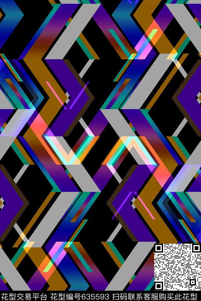 不规则几何小方块解构传统印花华亿平台下载（图片编号: 635593） - 瓦栏（Walan）