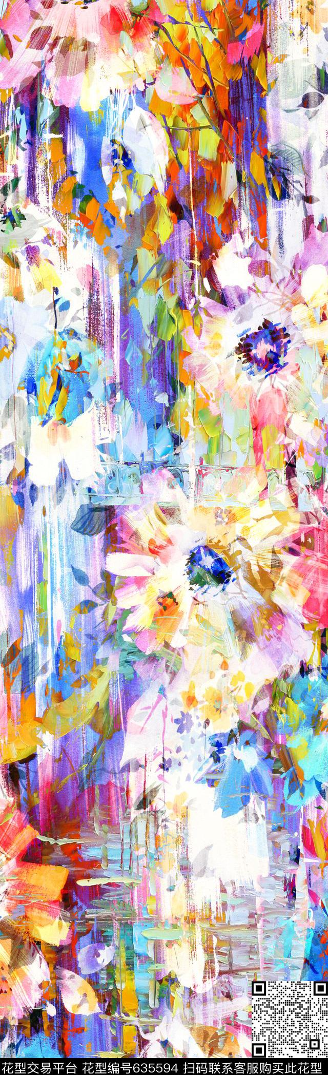 抽象彩图抽象长巾花纹抽象格形数码印花华亿平台下载（图片编号: 635594） - 瓦栏（Walan）