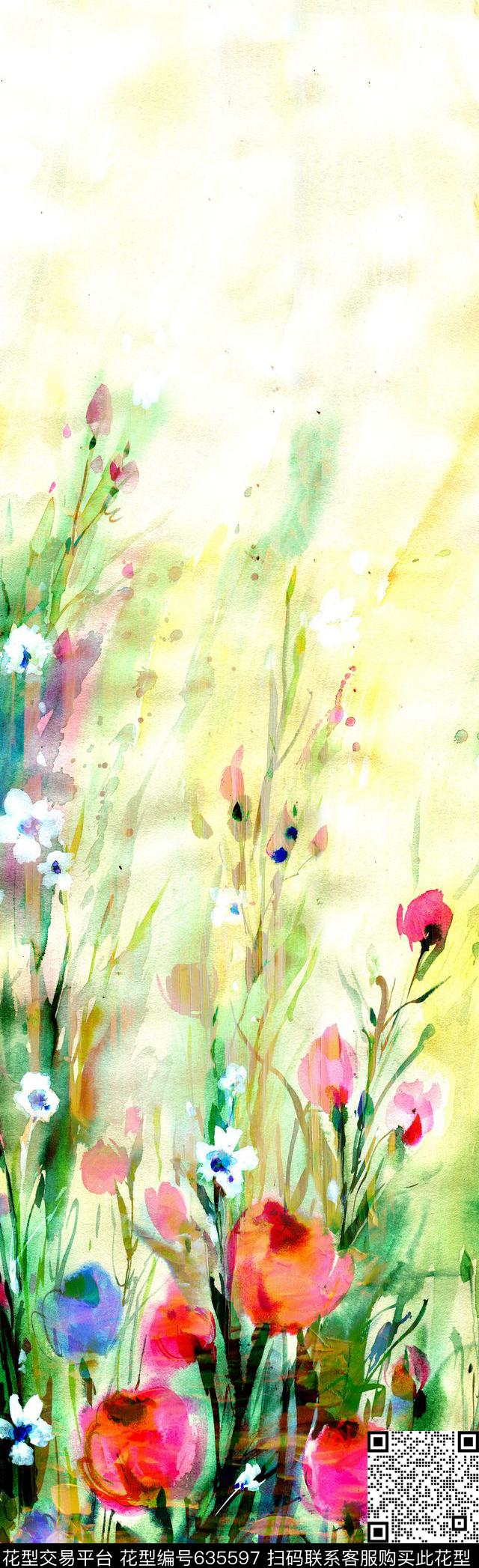 抽象彩图抽象长巾花纹抽象格形数码印花华亿平台下载（图片编号: 635597） - 瓦栏（Walan）