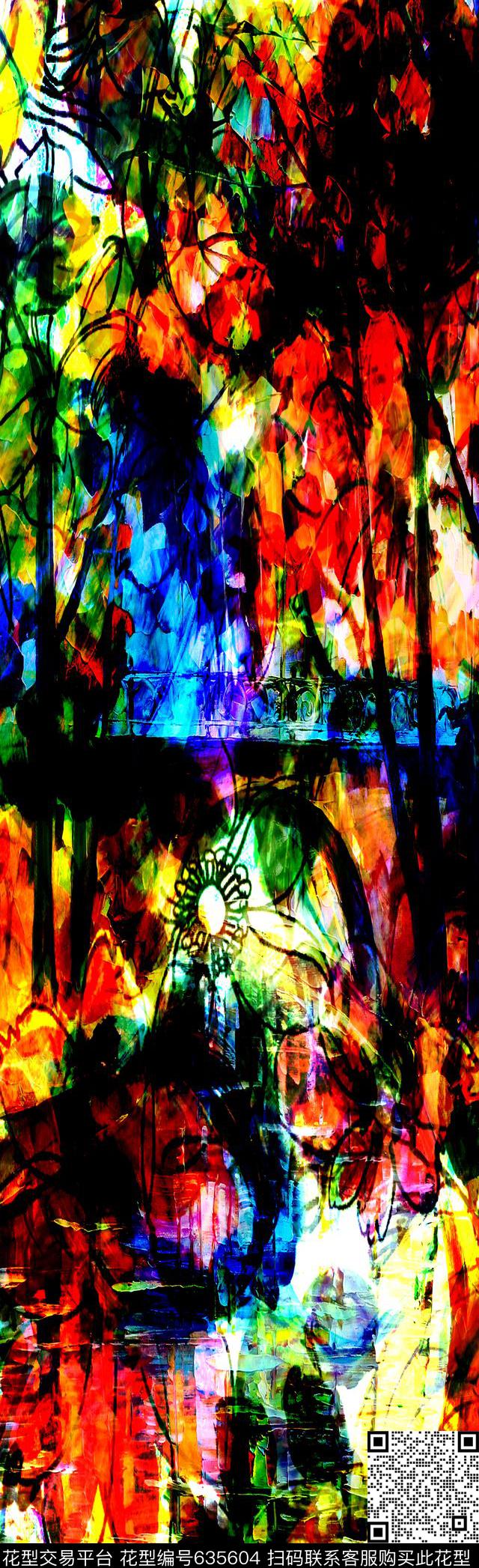 长巾花卉花纹数码印花抽象长巾数码印花华亿平台下载（图片编号: 635604） - 瓦栏（Walan）