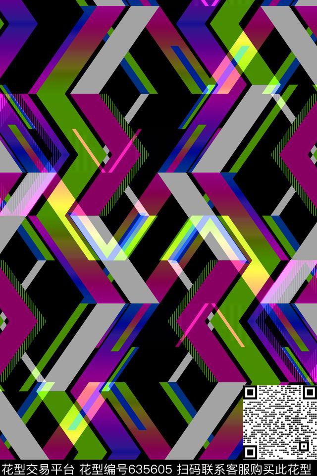 不规则几何小方块解构传统印花华亿平台下载（图片编号: 635605） - 瓦栏（Walan）