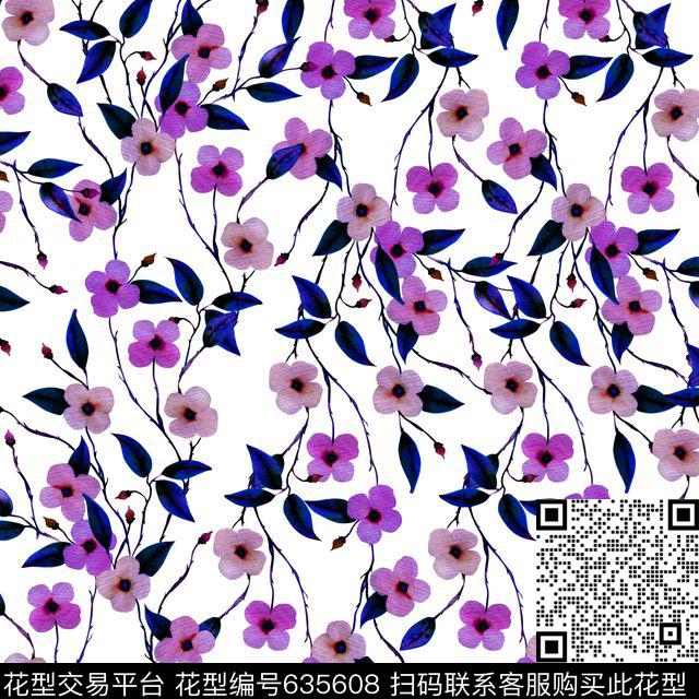 小碎花兰花花朵数码印花华亿平台下载（图片编号: 635608） - 瓦栏（Walan）