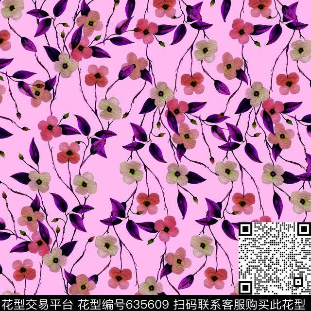 小碎花兰花花朵数码印花华亿平台下载（图片编号: 635609） - 瓦栏（Walan）