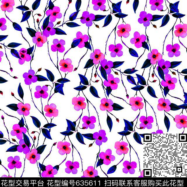 小碎花兰花花朵数码印花华亿平台下载（图片编号: 635611） - 瓦栏（Walan）