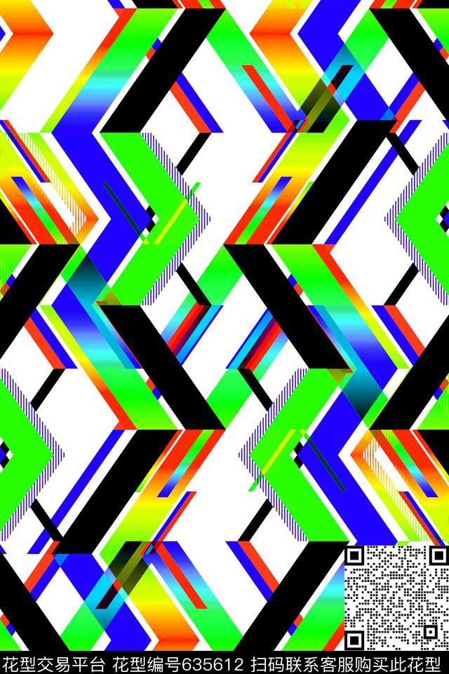 不规则几何小方块解构传统印花华亿平台下载（图片编号: 635612） - 瓦栏（Walan）