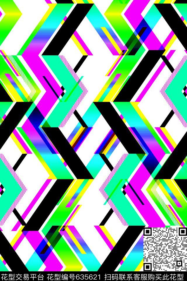 不规则几何小方块解构传统印花华亿平台下载（图片编号: 635621） - 瓦栏（Walan）
