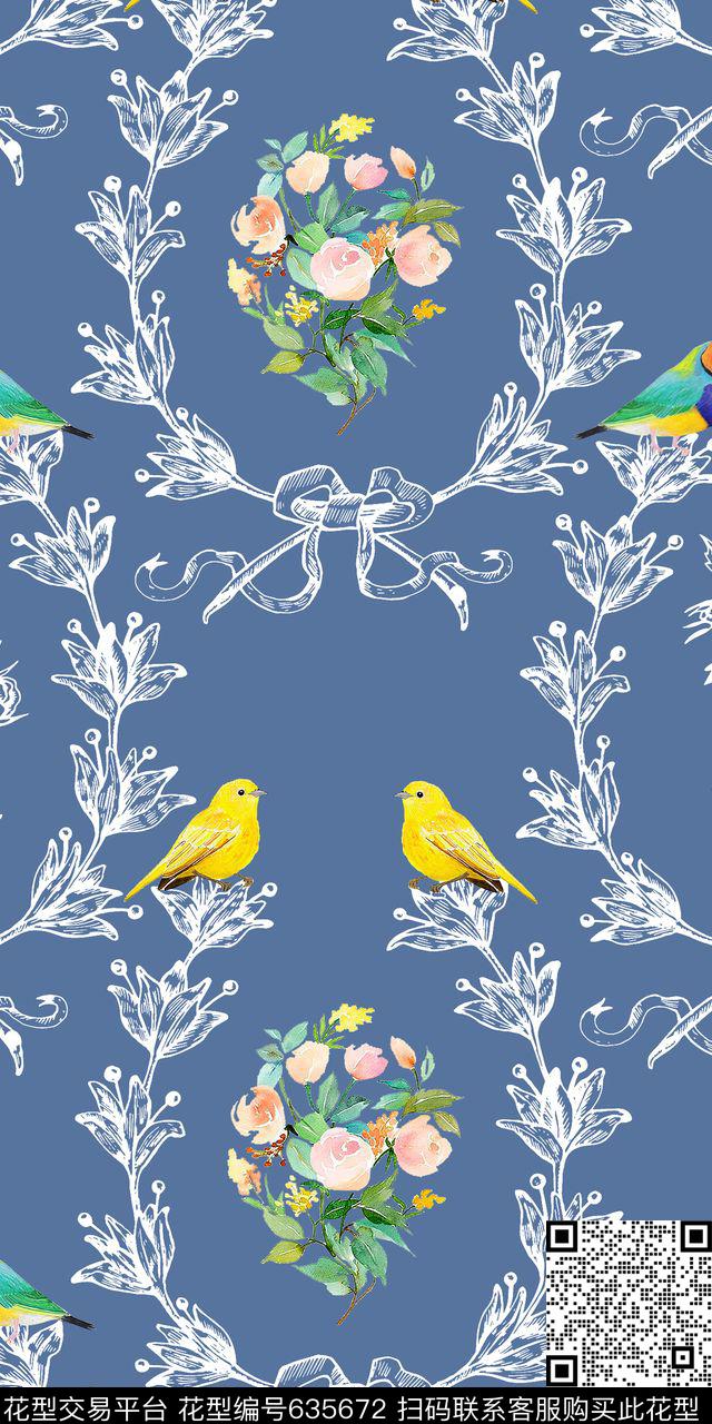 花鸟植物数码印花华亿平台下载（图片编号: 635672） - 瓦栏（Walan）