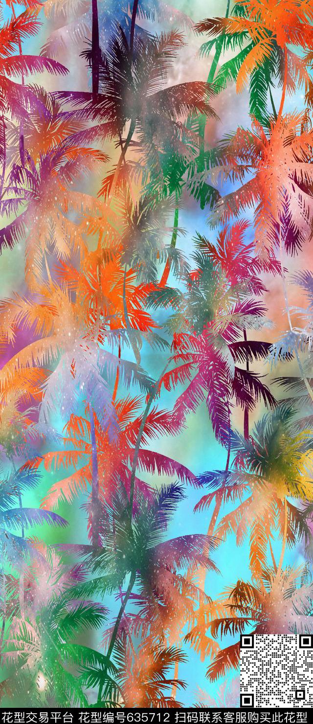 椰子树泳装热带风情数码印花华亿平台下载（图片编号: 635712） - 瓦栏（Walan）