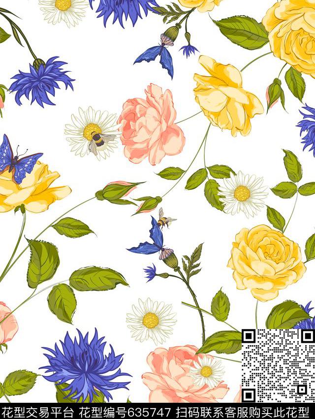 花卉传统印花华亿平台下载（图片编号: 635747） - 瓦栏（Walan）