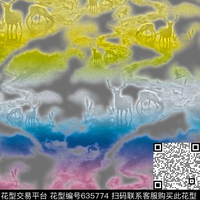 抽象水彩手绘水彩数码印花华亿平台下载（图片编号: 635774） - 瓦栏（Walan）