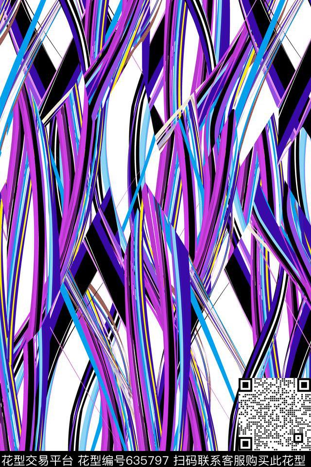 几何条纹数码印花华亿平台下载（图片编号: 635797） - 瓦栏（Walan）