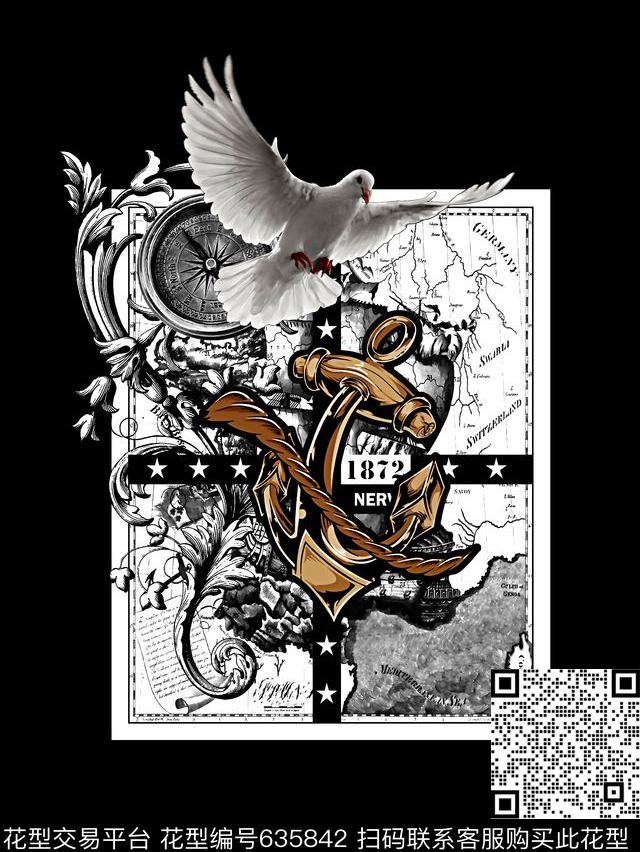 航海风潮船锚鸟数码印花华亿平台下载（图片编号: 635842） - 瓦栏（Walan）