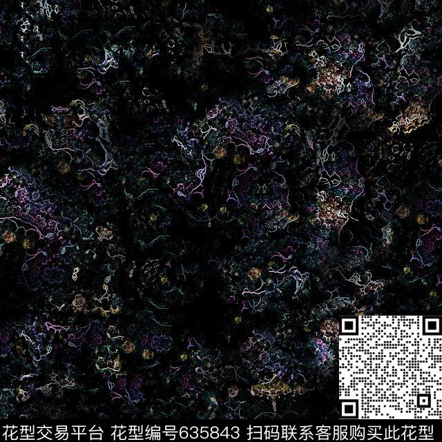 抽象纹理暗黑数码印花华亿平台下载（图片编号: 635843） - 瓦栏（Walan）