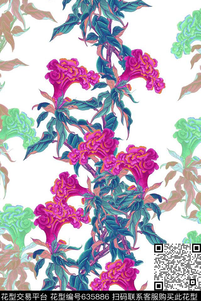 国画风景花卉花卉鸡冠花数码印花华亿平台下载（图片编号: 635886） - 瓦栏（Walan）
