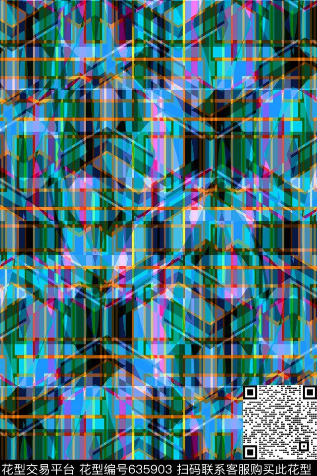 蓝色格子格子条纹苏格兰格传统印花华亿平台下载（图片编号: 635903） - 瓦栏（Walan）
