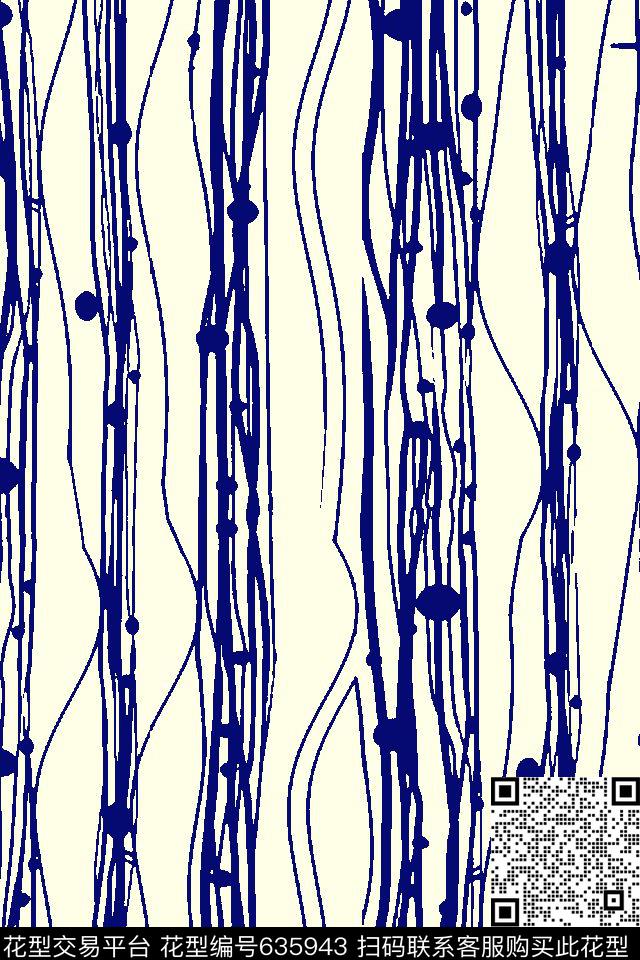 曲线波浪条纹竖条数码印花华亿平台下载（图片编号: 635943） - 瓦栏（Walan）