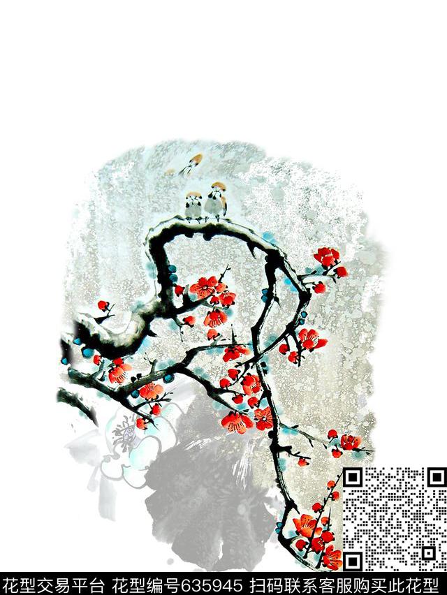 复古花卉中国风数码印花华亿平台下载（图片编号: 635945） - 瓦栏（Walan）