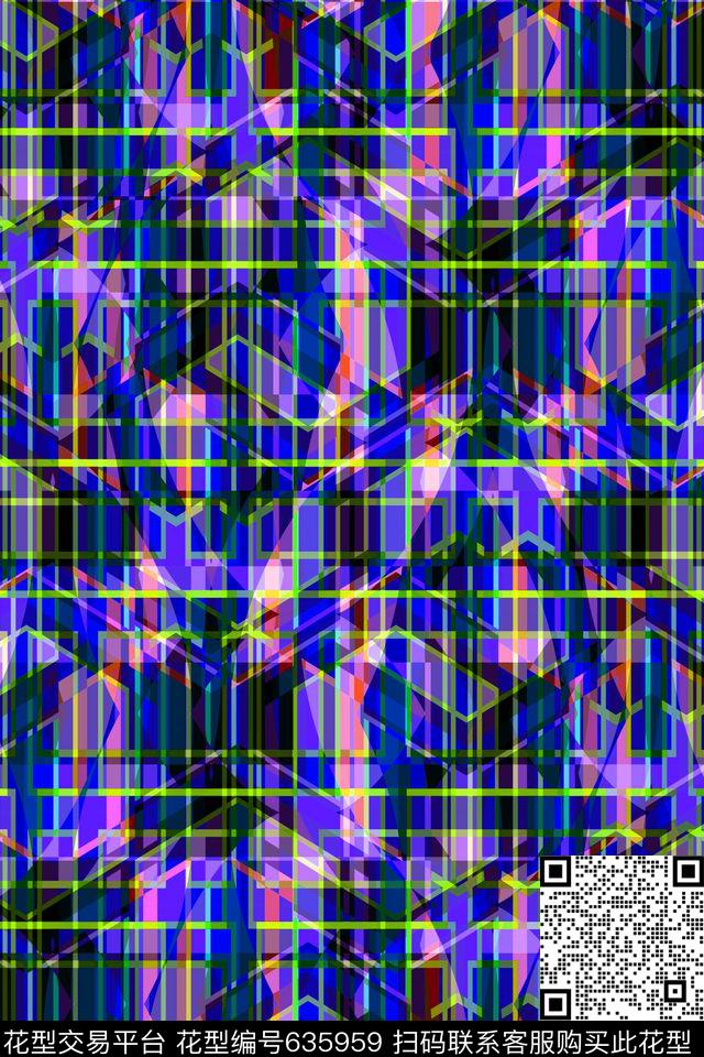 蓝色格子格子条纹苏格兰格传统印花华亿平台下载（图片编号: 635959） - 瓦栏（Walan）