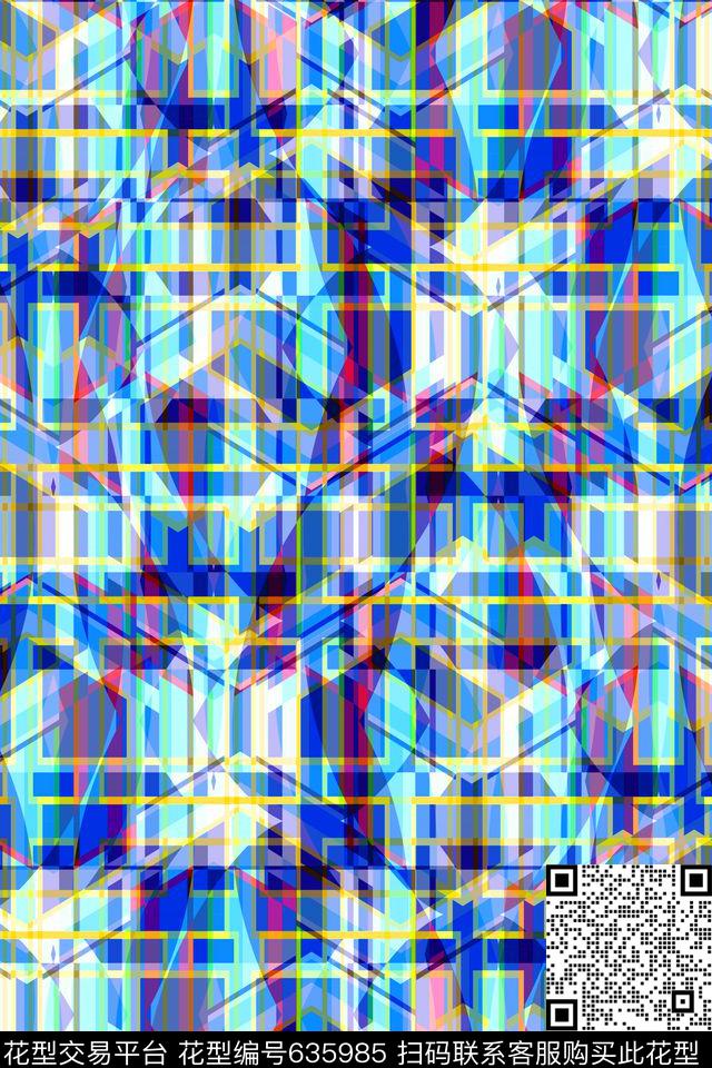 蓝色格子格子条纹苏格兰格传统印花华亿平台下载（图片编号: 635985） - 瓦栏（Walan）