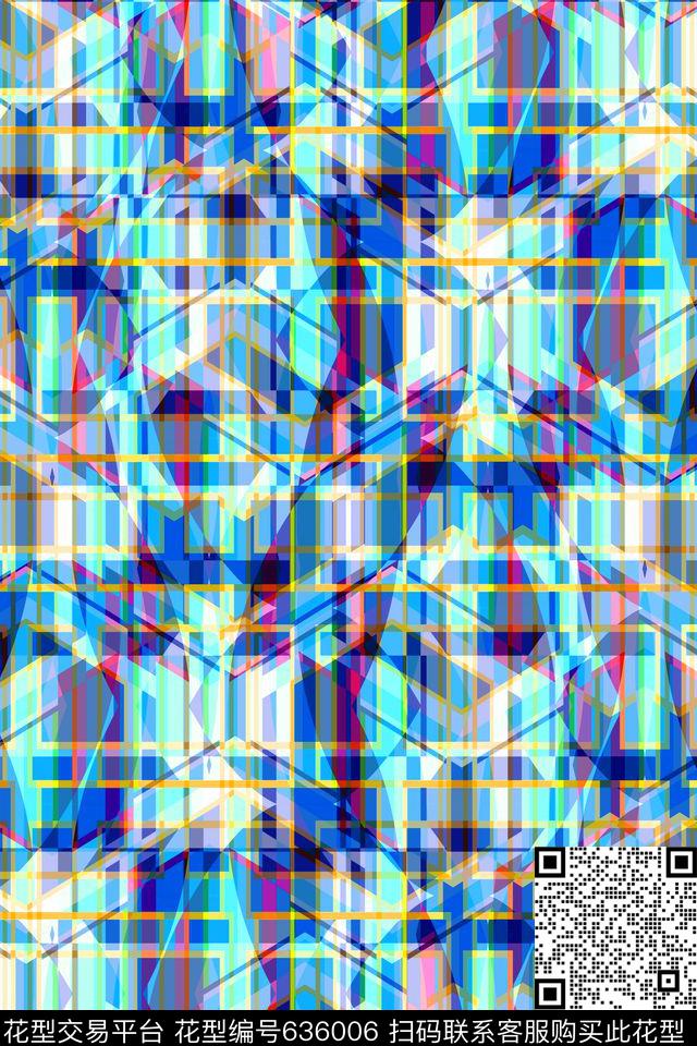 蓝色格子格子条纹苏格兰格传统印花华亿平台下载（图片编号: 636006） - 瓦栏（Walan）