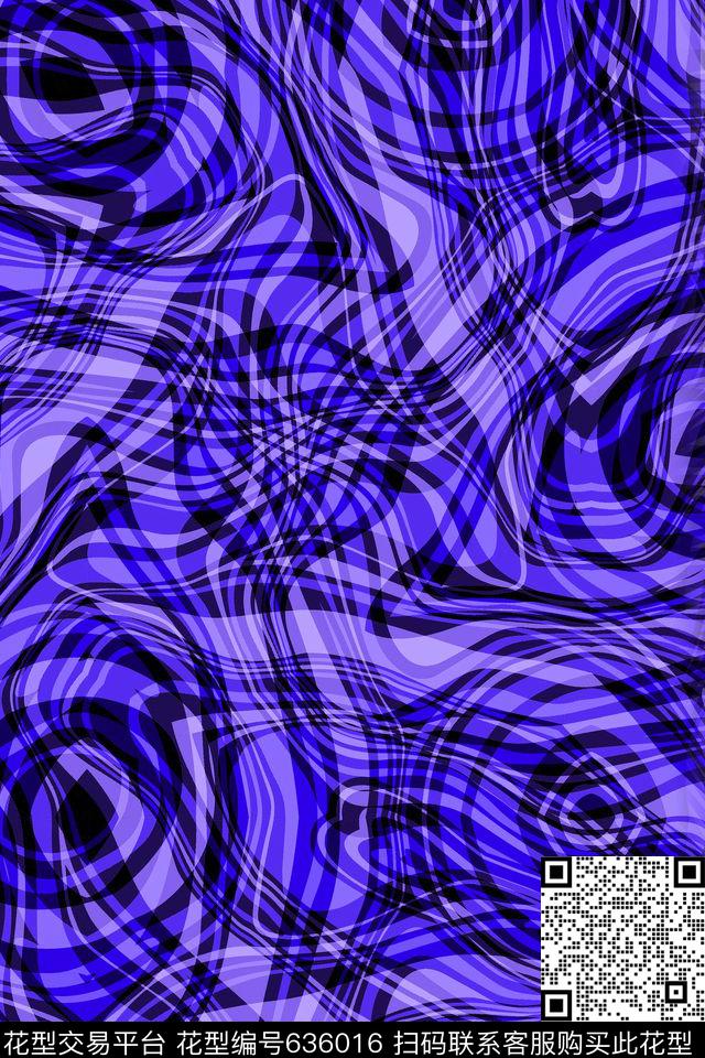 曲线波浪条纹细条纹传统印花华亿平台下载（图片编号: 636016） - 瓦栏（Walan）