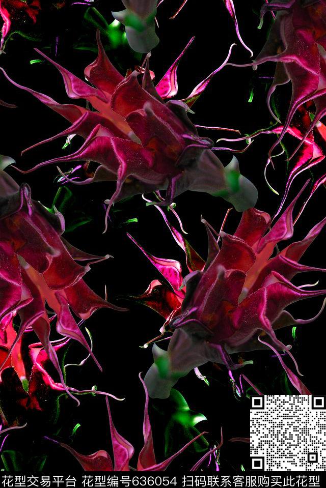 时尚抽象手绘花卉数码印花时尚潮流女装裙子外套夹克棉服印花时尚流行设计男装外套T恤棉服夹克印花数码印花华亿平台下载（图片编号: 636054） - 瓦栏（Walan）