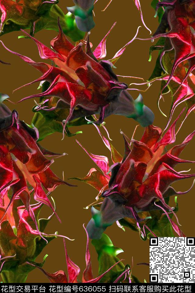 时尚抽象手绘花卉数码印花时尚潮流女装裙子外套夹克棉服印花时尚流行设计男装外套T恤棉服夹克印花数码印花华亿平台下载（图片编号: 636055） - 瓦栏（Walan）