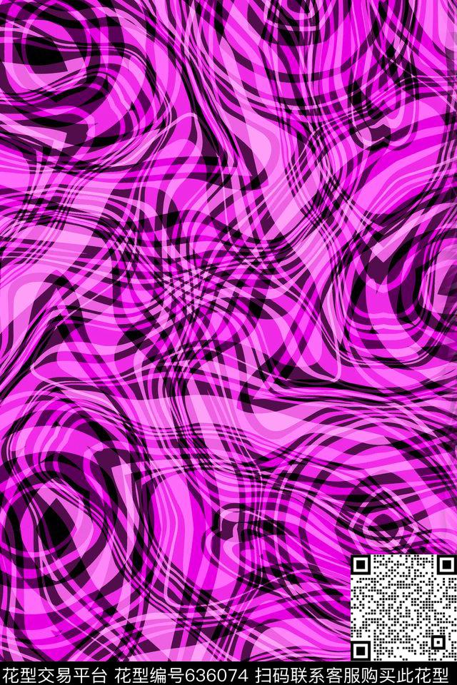 曲线波浪条纹细条纹传统印花华亿平台下载（图片编号: 636074） - 瓦栏（Walan）