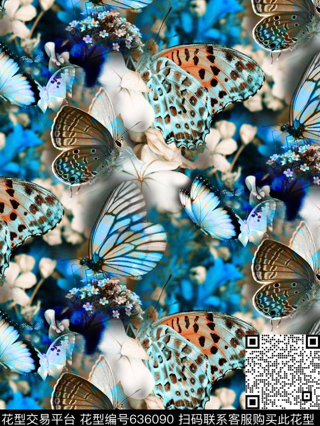 蝴蝶抽象数码昆虫数码印花华亿平台下载（图片编号: 636090） - 瓦栏（Walan）