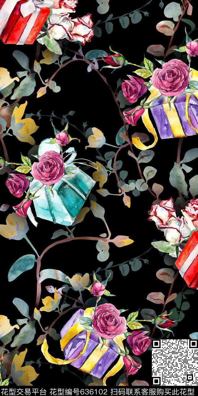 花卉礼物方盒数码印花华亿平台下载（图片编号: 636102） - 瓦栏（Walan）