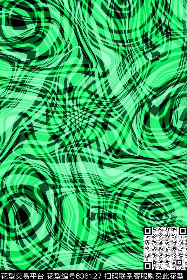 曲线波浪条纹细条纹传统印花华亿平台下载（图片编号: 636127） - 瓦栏（Walan）