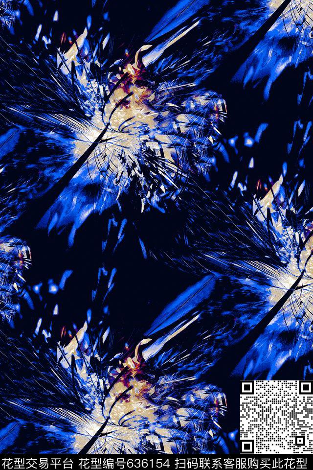 抽象花卉女装数码印花华亿平台下载（图片编号: 636154） - 瓦栏（Walan）