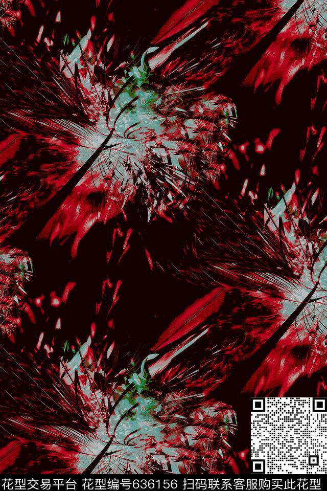 抽象花卉女装数码印花华亿平台下载（图片编号: 636156） - 瓦栏（Walan）