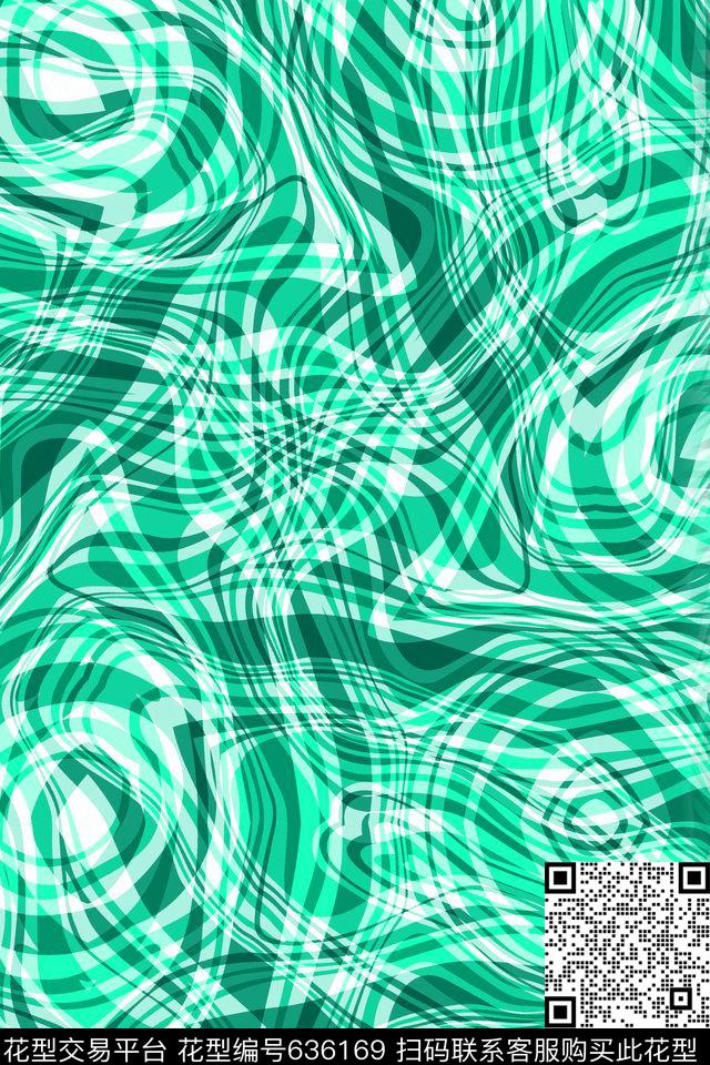 曲线波浪条纹细条纹传统印花华亿平台下载（图片编号: 636169） - 瓦栏（Walan）