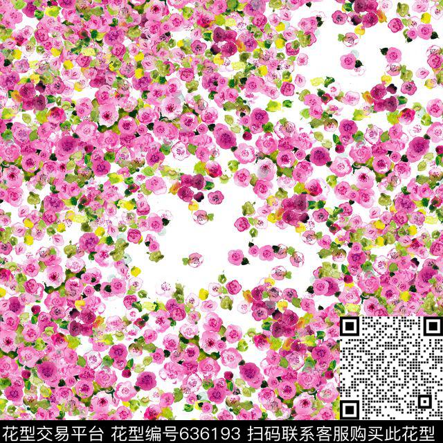 乱花小碎花玫瑰数码印花华亿平台下载（图片编号: 636193） - 瓦栏（Walan）