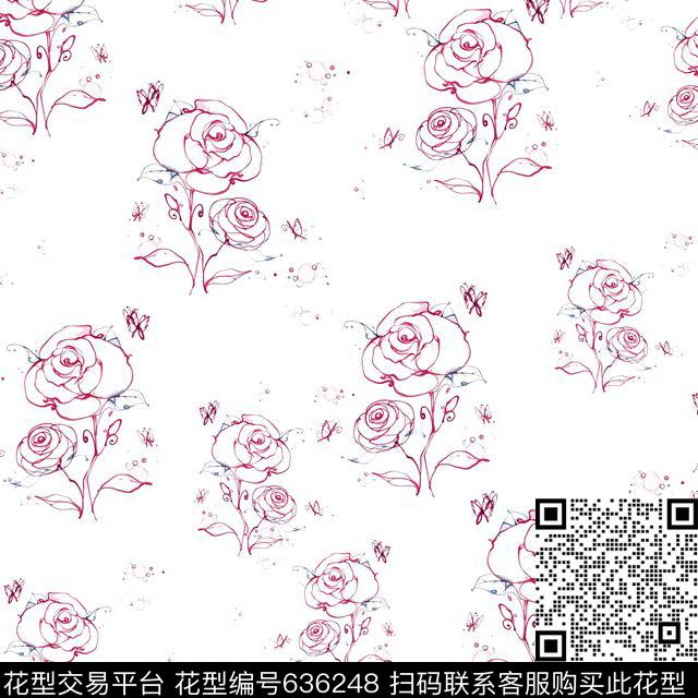 小碎花玫瑰花朵数码印花华亿平台下载（图片编号: 636248） - 瓦栏（Walan）
