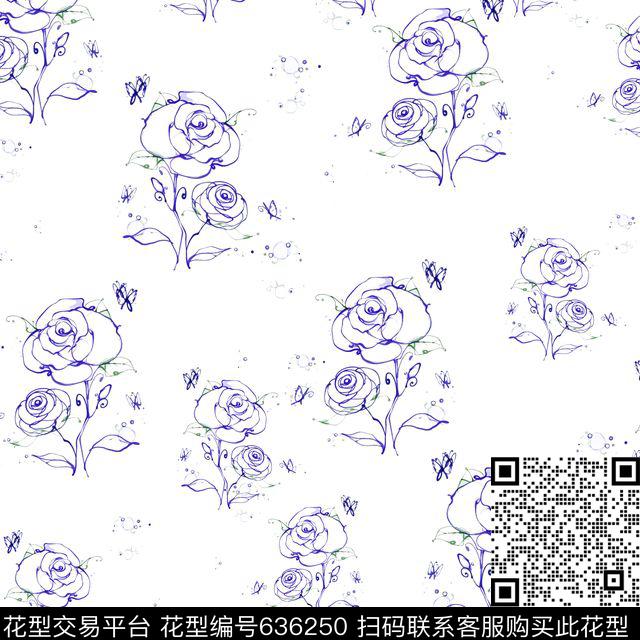 小碎花玫瑰花朵数码印花华亿平台下载（图片编号: 636250） - 瓦栏（Walan）