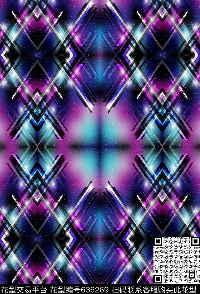 格子抽象渐变数码印花华亿平台下载（图片编号: 636269） - 瓦栏（Walan）