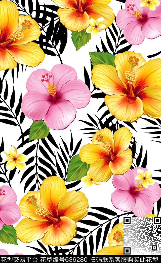 花卉比基尼热带花卉数码印花华亿平台下载（图片编号: 636280） - 瓦栏（Walan）