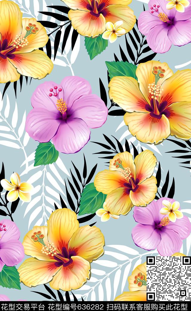花卉比基尼热带花卉数码印花华亿平台下载（图片编号: 636282） - 瓦栏（Walan）