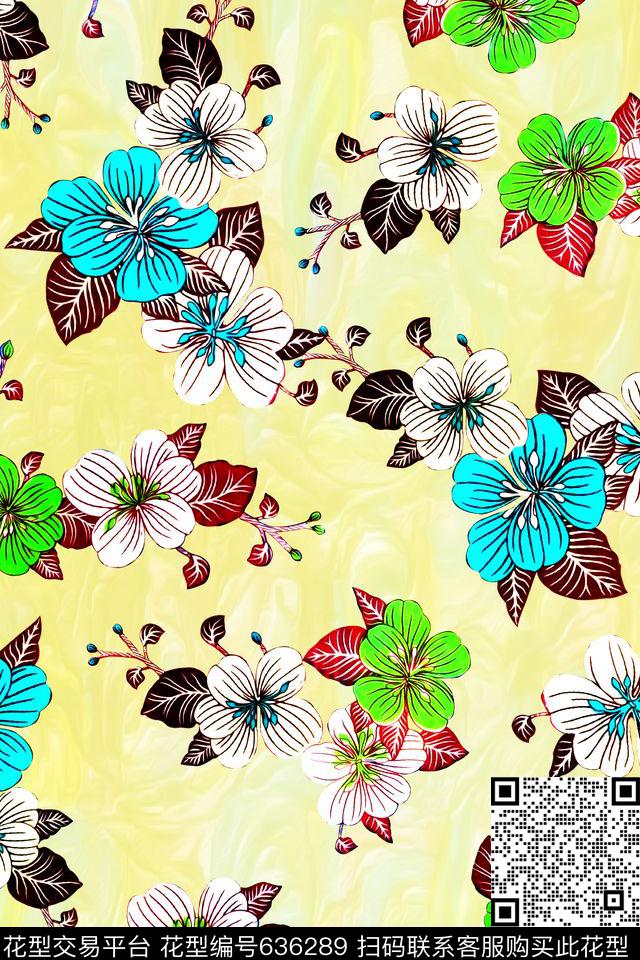 水彩花卉女装数码印花华亿平台下载（图片编号: 636289） - 瓦栏（Walan）