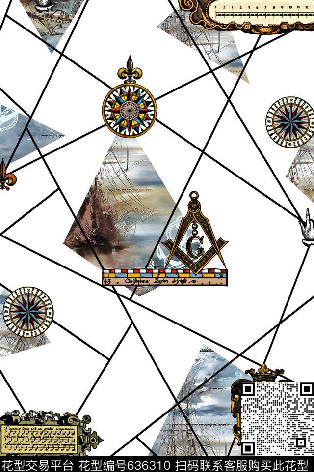 航海风潮船男装T恤数码印花华亿平台下载（图片编号: 636310） - 瓦栏（Walan）