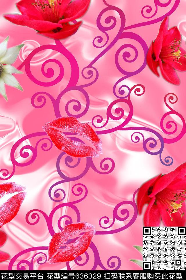 连衣裙花卉几何数码印花华亿平台下载（图片编号: 636329） - 瓦栏（Walan）