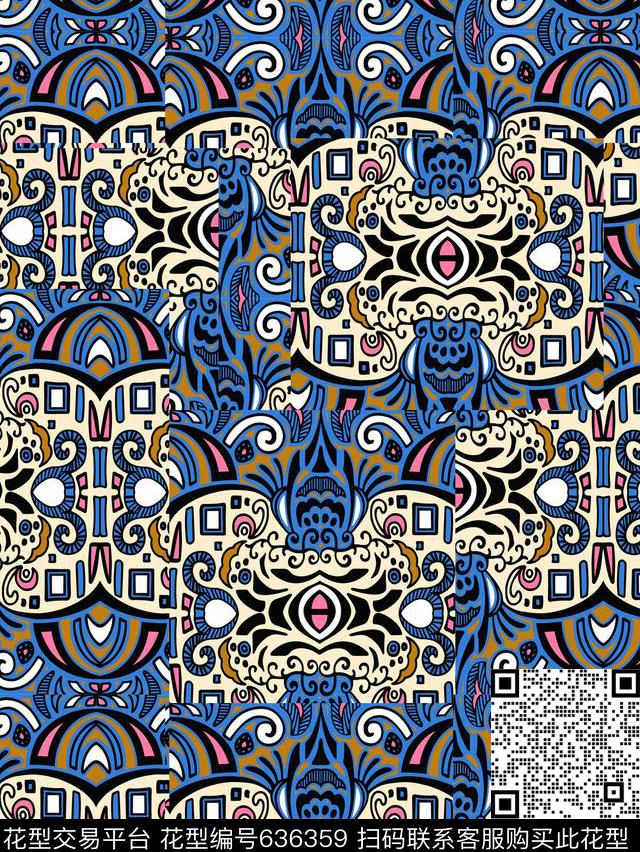复古、民族、花纹民族风传统印花华亿平台下载（图片编号: 636359） - 瓦栏（Walan）