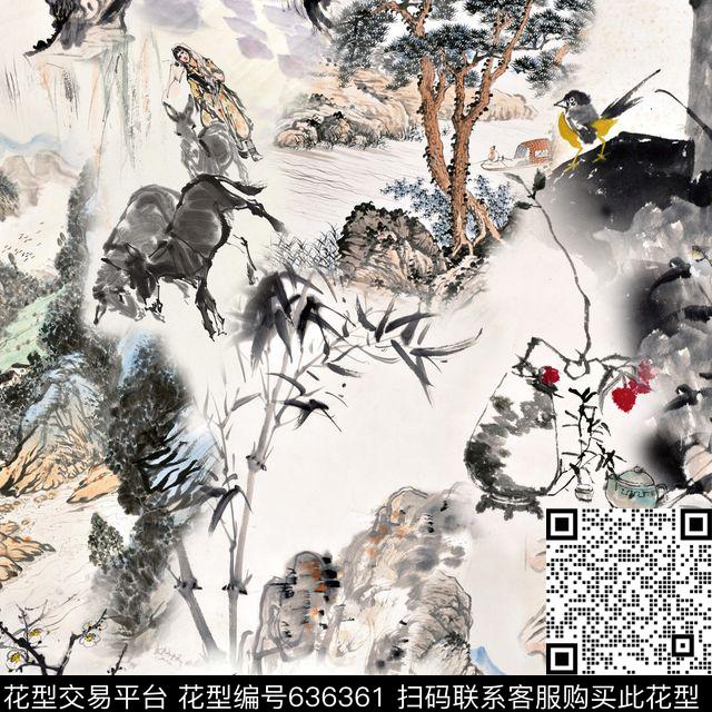 此华亿平台为1/2跳接.风景水墨数码印花华亿平台下载（图片编号: 636361） - 瓦栏（Walan）