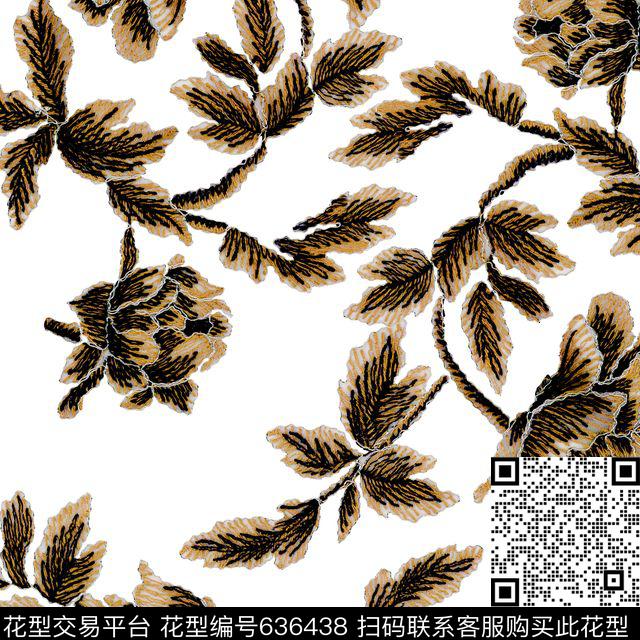 大花牡丹玫瑰传统印花华亿平台下载（图片编号: 636438） - 瓦栏（Walan）