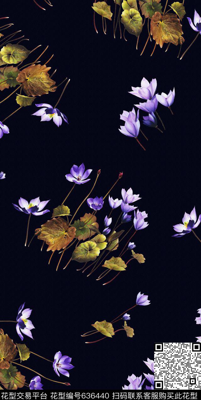 花卉花朵荷花数码印花华亿平台下载（图片编号: 636440） - 瓦栏（Walan）